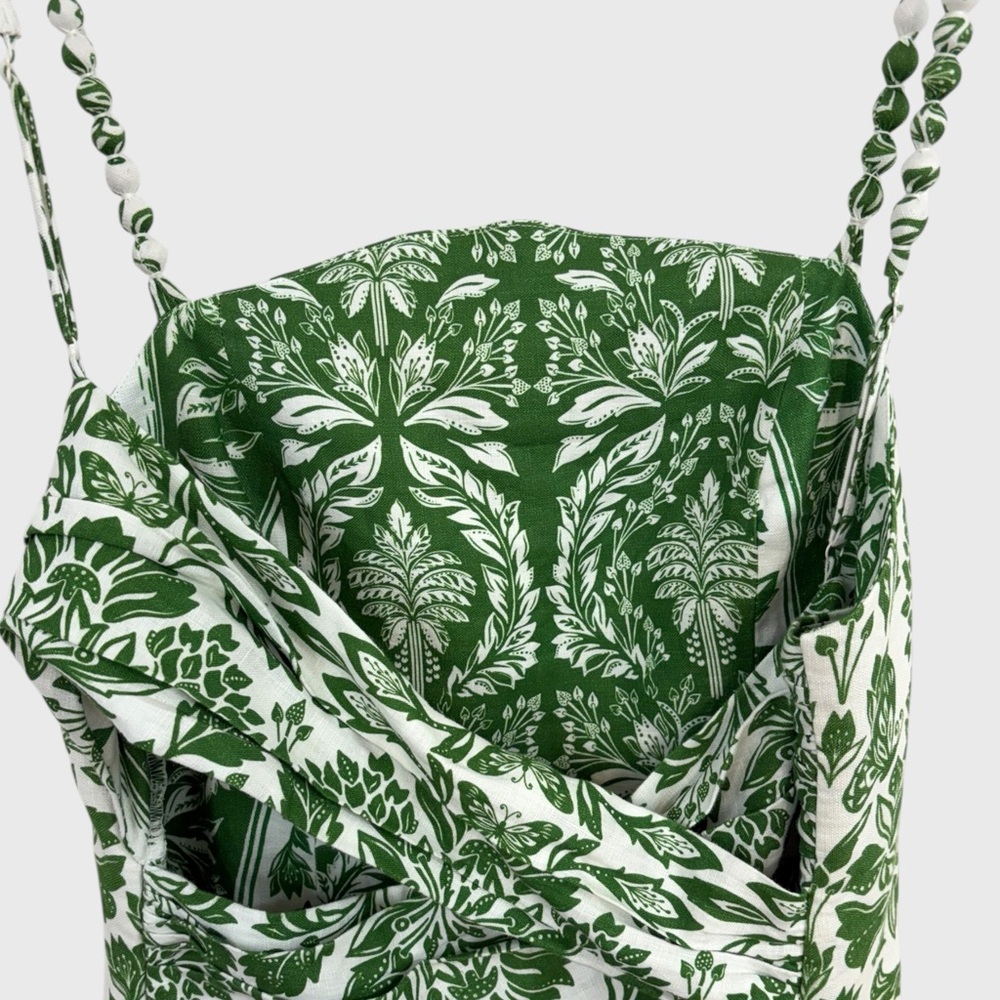 Farm Rio NWT Green Floral Tapestry Linen Midi Dress Size XL - Picture 4 of 10